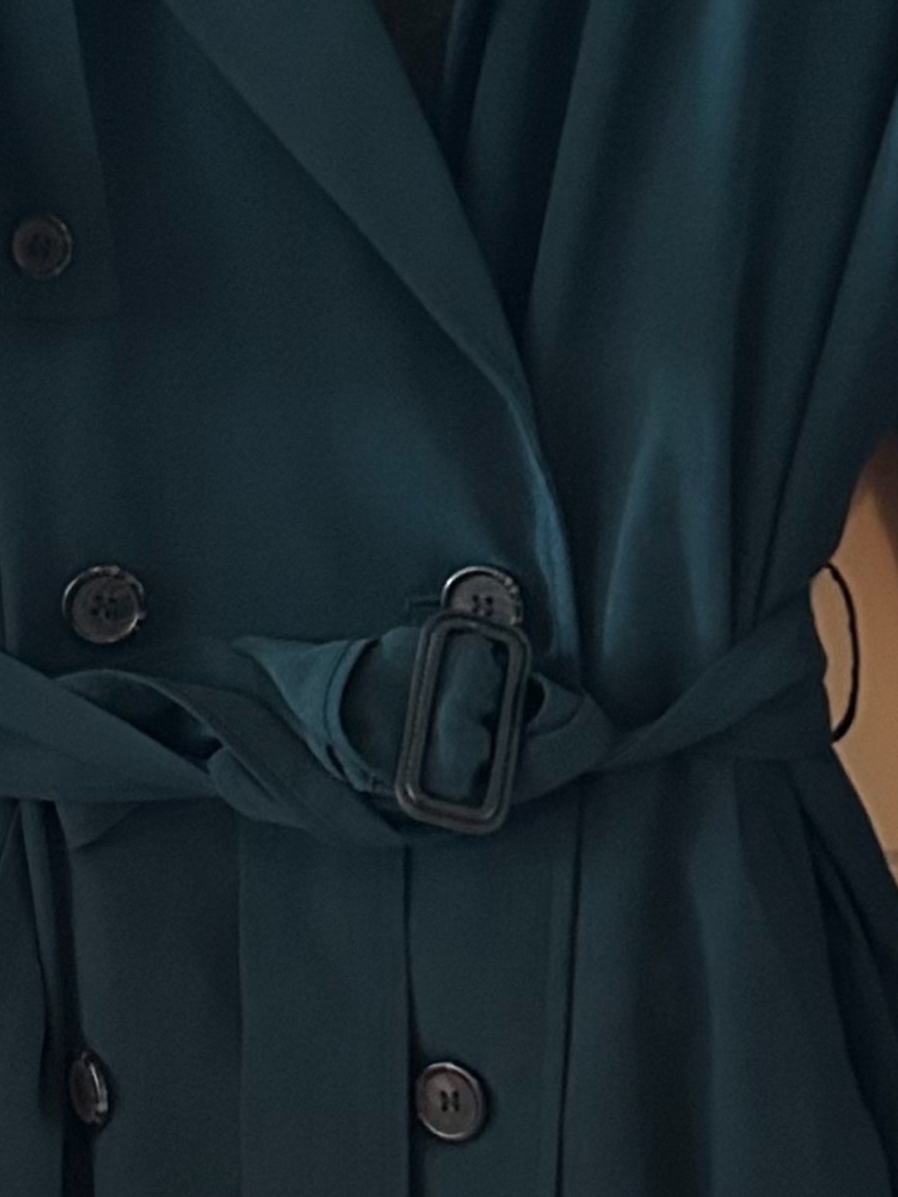 Anne Klein II Hunter Green Double Breasted Vintage Trench Coat 6 Petite - Picture 5 of 12